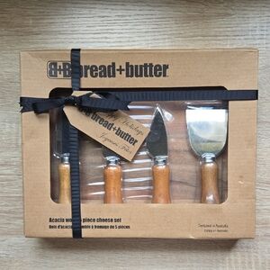 Bread+Butter 5Pcs Cheese Knife Set Acacia Wooden Handles Stainless Steel Blades